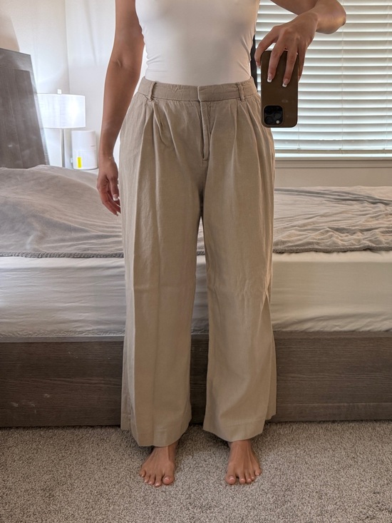 Abercrombie & Fitch Pants - Abercrombie & Fitch Taupe Wide-Leg Pleated Trousers Size M